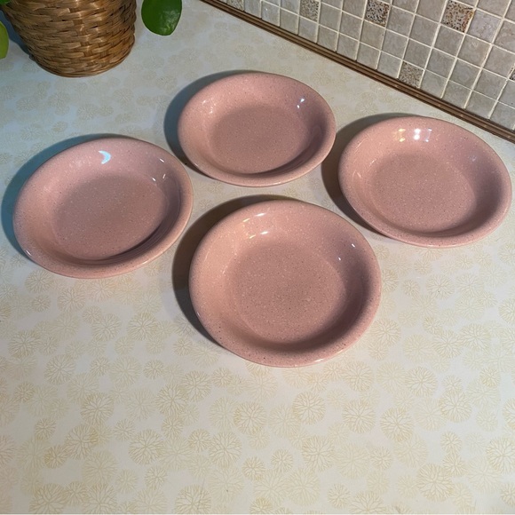 Vintage 14 piece Pink Speckled Granite Japan Stonware plate set Barbiecore - Picture 7 of 14